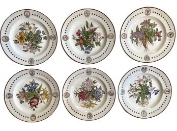 Six Antique Wedgwood 'The American State Flower Plates' 1939