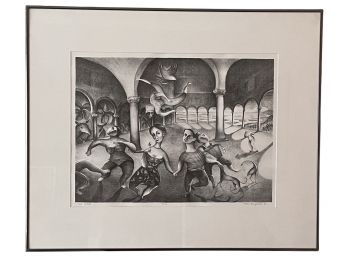 1986 Signed Lithograph 'Love Ballad' By Fethi Meghelli 27' X 22'