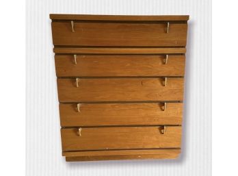 Mid Century Five Drawer Dresser With Brass Pulls 33' X 18' X 38.5'
