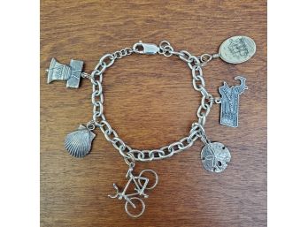 Sterling Silver Massachusetts Themed Charm Bracelet