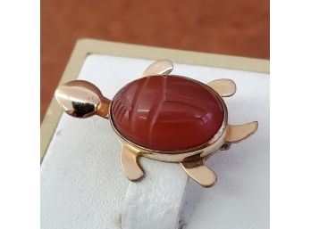 Very Cute 12k GF Scarab Shell Turtle Pin