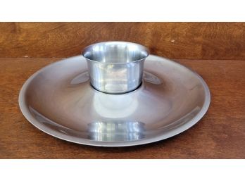 Vintage Cultural Stainless Seafood/chip Dish With Dip Bowl Made In Sweden