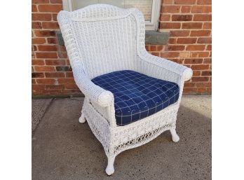 Very Nice White Paint Wicker Arm Chair