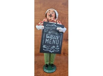 Byers Choice Caroler Butcher With Chalk Board