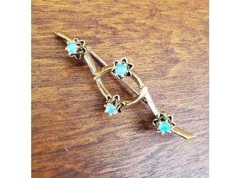 Hand Crafted Antique 14k Gold & Opal Pin