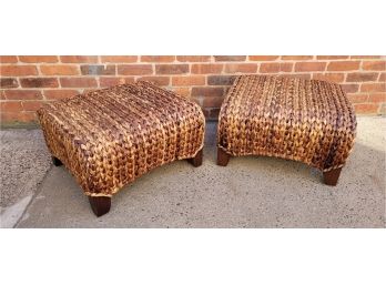 Pottery Barn Seagrass Wingback Ottomans