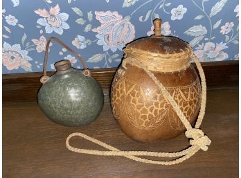 Gourd Purse 6x4' And Ceramic Bud Vase 4x2'