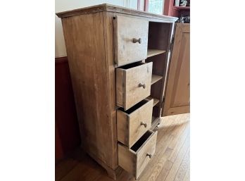 Antique Solid Wood Hutch With Four Drawers And Shelves