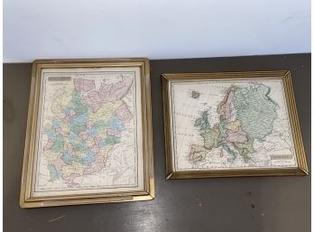 Two Maps Russia In Europe Fisher Son & C9 London 1838 & Europe Treaty Of Vienna 1815