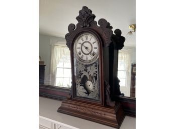 Antique F. Kroeber Mantel Chime Clock 14x5x22' Eight Day Buckshot