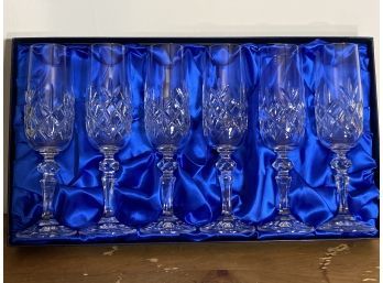 Six Exquisite Bohemia Crystal Champagne Flutes Henry Marchant