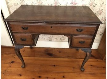 Lowboy Desk Queen Anne Legs Solid Wood From Abraham Straus Brooklyn NY 36x30x18