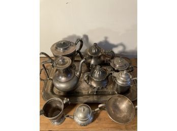 Silver Plate Tea Service And More On A Large Tray