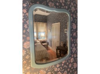 Blue Framed Beveled Mirror 18x22'