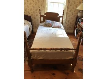 Twin Bed Turned Posts With Two Pillows