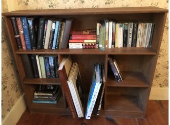 Wood Bookcase With Books Solid With Large Center Space For Coffee Table Size Books 41x35.5x9.5