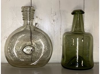 Beautiful Hand Blown Bottle And Decanter Art Glass Bottle Signed La Maillochea Beaufort