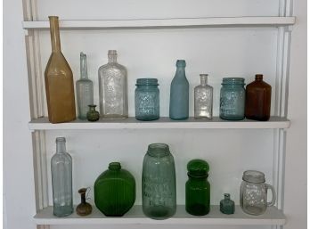 Antique Vintage Glass Bottle Collection Hand Blown Ball Mason Reproduction