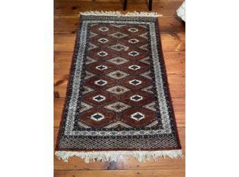 Hand Knotted Wool Area Rug 63x37' Red Blue Gold