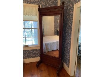 Mahogany Antique Standing Mirror Substantial Piece Elegant And Handsome 33x84x21 A Presence In Any Room