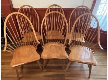 6 Windsor Dining Room Chairs, Sturdy Solid Wood