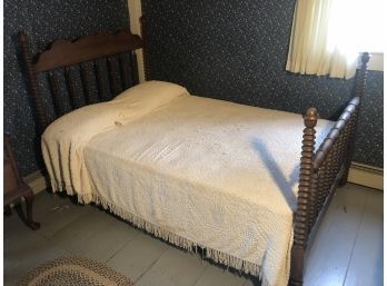 Full Size Bed Turned Solid Wood Headboard And Footboard 50.5 X77 Antique