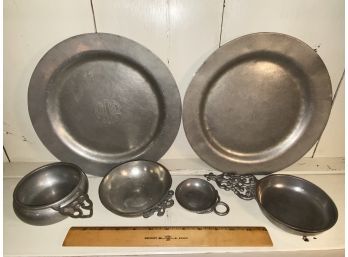 Beautiful Detailed Pewter Collection Plates Bowls Trinkets