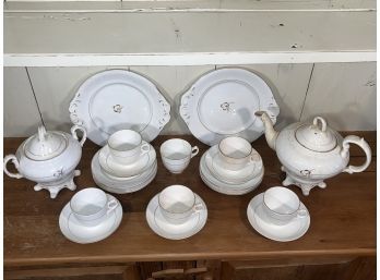 Tea Set With Two Serving Plates, 6 Tea Cups And Saucers, 9 Dessert Plates And