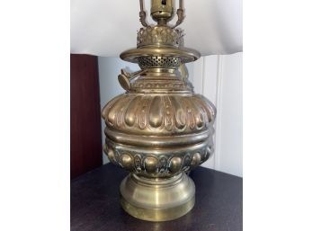 Brass Oil Lamp Turned Electric 5x21'