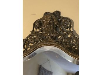 Antique Bradley Hubbard Solid Brass Bacchus Mirror 13.5X20.5 Dionysus Cast With Candle Mounts Brass Backing