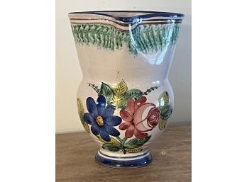 Signed V. Pinto Vietri Italy 28, Ceramic Pitcher, 5.5x7.25, No Knicks Or Chips, In Beautiful Condition.