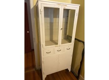 White Metal And Glass Cabinet 30x15x66