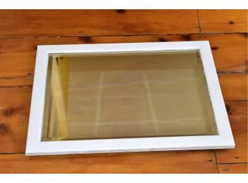 White Framed Mirror Beveled Glass  27' X 21'