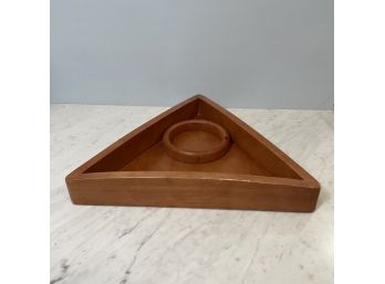 Unique Vintage Teak Triangle Chip And Dip Tray