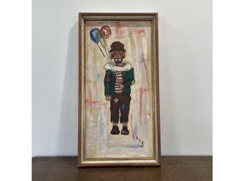 Original Signed Painting Of A Sad Clown