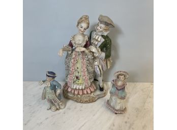 Bone Lace China Victorian Couple Figurines