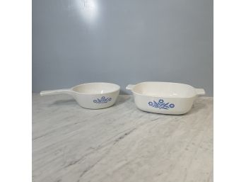 Cornflower Blue Corning Ware - Blue Stamped (1960-1961) Set Of 2