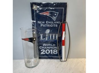 Patriots Superbowl Banners And Vase