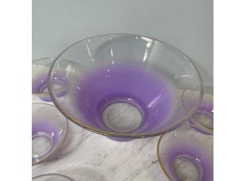 Blendo Purple Frosted Gold Rimmed 7 Pc Salad Bowl Set