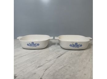 Cornflower Blue Corning Ware (Set Of 2) - 1 Qt Square Casserole - Circa 1961-1966