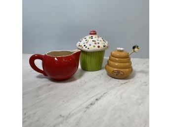 Honey Pot, Cupcake Jar, Tomato Shaped Creamer