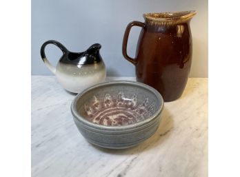 Art Pottery Bowl And Jugs