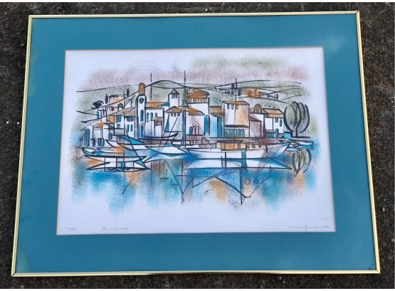 Mid Century Modern Signed Etching Titled Riviere