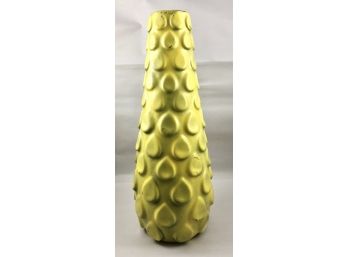 LARGE Yellow-Green Vintage Painted Ceramic Vase With Water Droplet Design