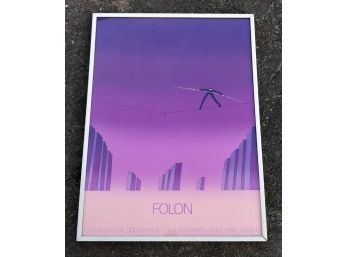 RARE Mid Centruy Modern Jean-Michel Folon Silkscreen Exhibition Poster 'Tightrope Walker (Funambule)'