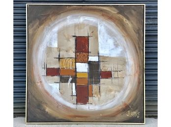 Mid Century Modern Abstract Painting Signed Keane