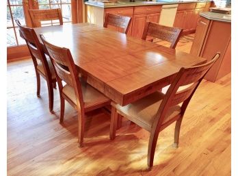 Carved Dining Table With Six Upholstered Seat Chairs