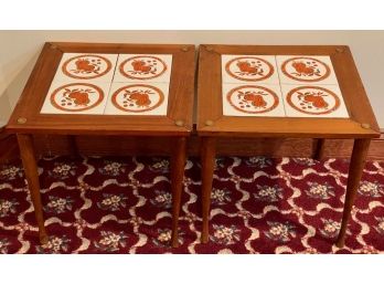 Pair Mid-Century Tile Top Cocktail Tables