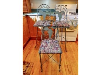 Wine Themed Green Iron Bar Chairs And Desk Chair (3)