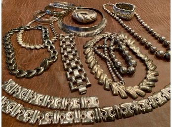 Jewelry Lot - Silvertone Necklaces, Bracelets